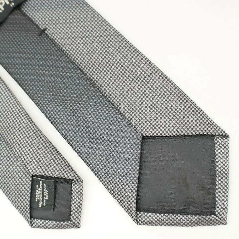 Express Gradient Gray Check Woven‎ Polyester Skinng Tie